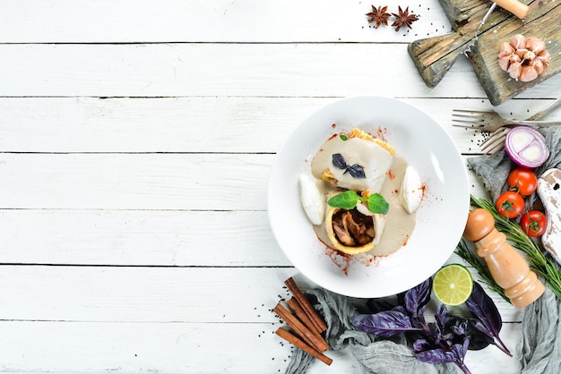 Plated dish on rustic table